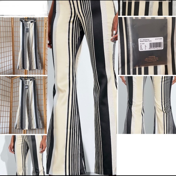 Peace+Love silver metallic stripe flared pants - Picture 1 of 7